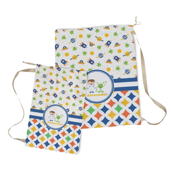 Boy's Space & Geometric Print Laundry Bag - Both Bags