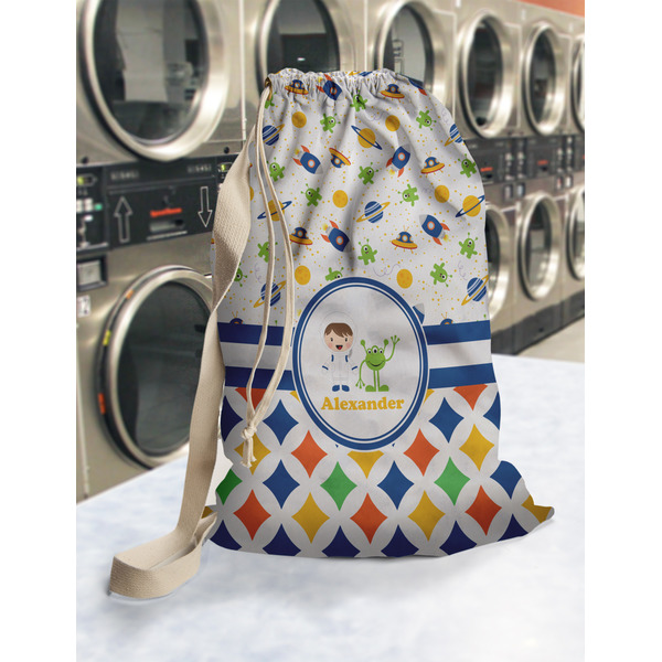 Boy's Space & Geometric Print Laundry Bag in Laundromat