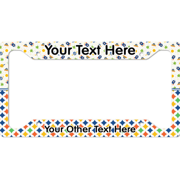 Custom Boy's Space & Geometric Print License Plate Frame - Style A (Personalized)