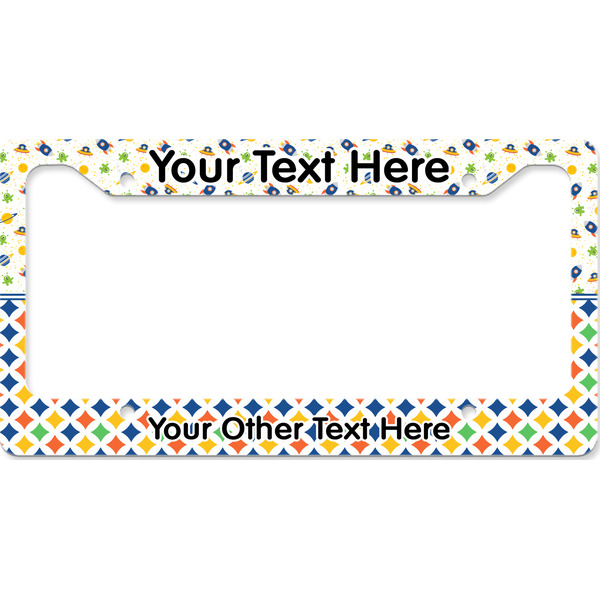 Custom Boy's Space & Geometric Print License Plate Frame - Style B (Personalized)