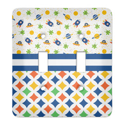 Boy's Space & Geometric Print Light Switch Cover (2 Toggle Plate)