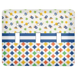 Boy's Space & Geometric Print Light Switch Cover (3 Toggle Plate)