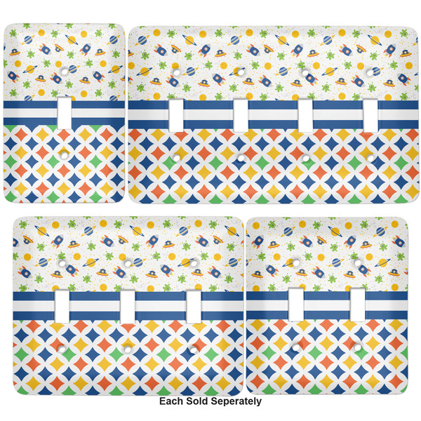 Boy's Space & Geometric Print Light Switch Covers all sizes