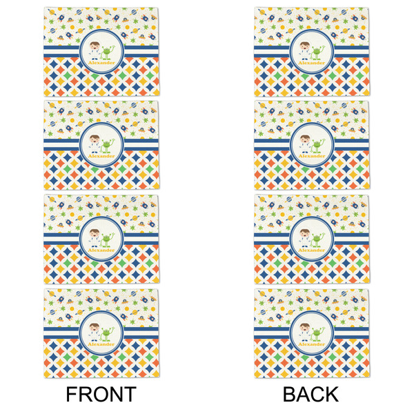 Boy's Space & Geometric Print Linen Placemat - APPROVAL Set of 4 (double sided)