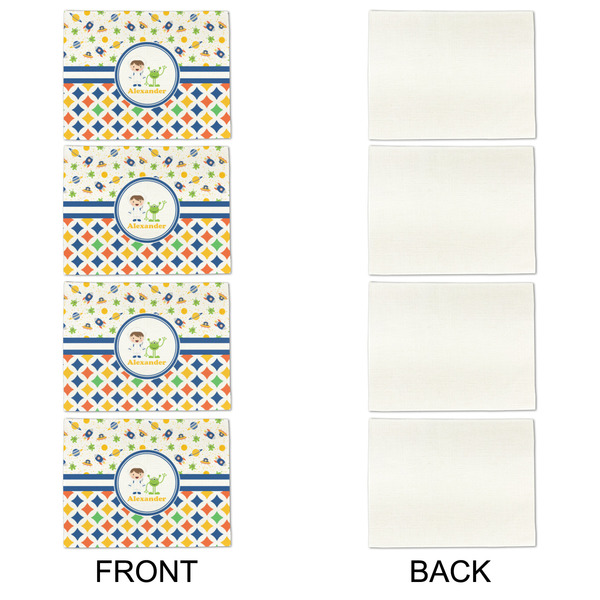 Boy's Space & Geometric Print Linen Placemat - APPROVAL Set of 4 (single sided)