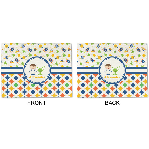Boy's Space & Geometric Print Linen Placemat - APPROVAL (double sided)