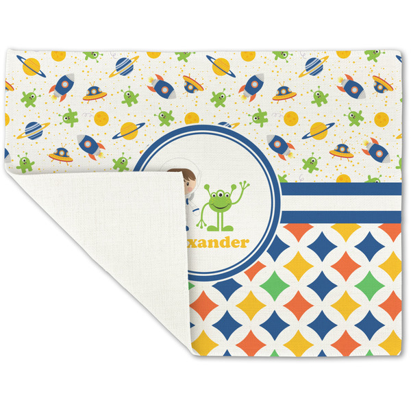 Boy's Space & Geometric Print Linen Placemat - Folded Corner (single side)