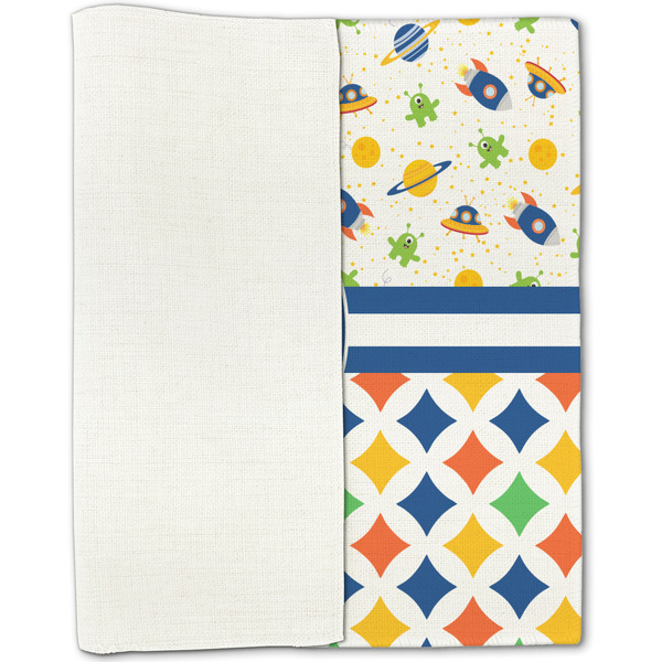 Boy's Space & Geometric Print Linen Placemat - Folded Half