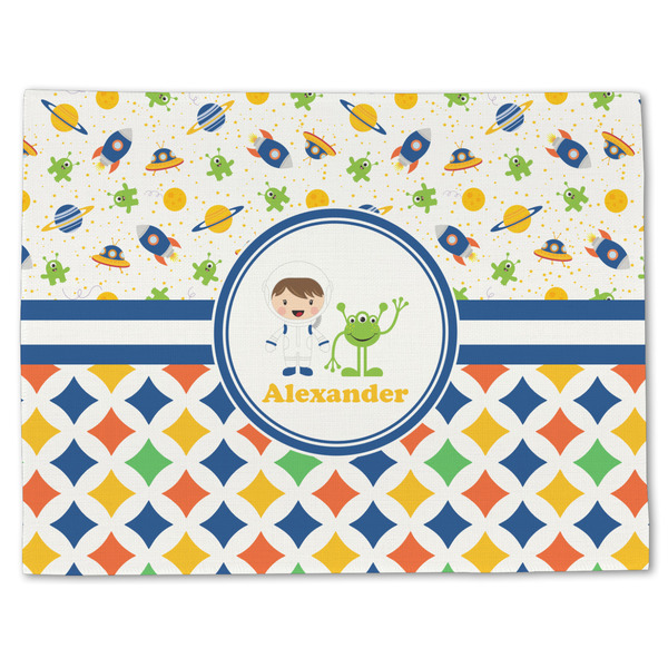 Custom Boy's Space & Geometric Print Single-Sided Linen Placemat - Single w/ Name or Text