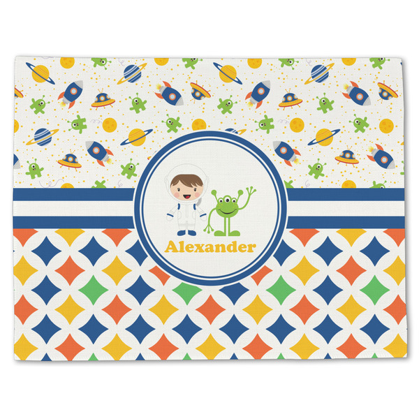 Boy's Space & Geometric Print Linen Placemat - Front