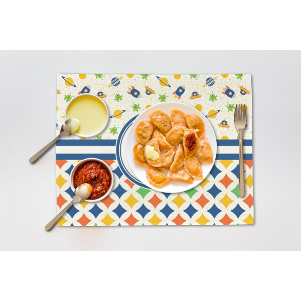 Boy's Space & Geometric Print Linen Placemat - Lifestyle (single)