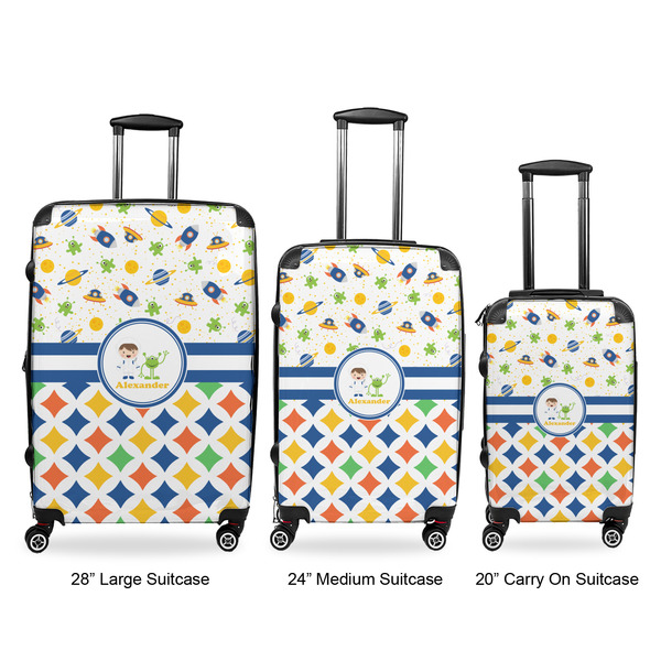 Boy's Space & Geometric Print Luggage Bags all sizes - With Handle