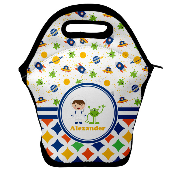 Custom Boy's Space & Geometric Print Lunch Bag w/ Name or Text