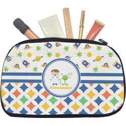 Boy's Space & Geometric Print Makeup / Cosmetic Bag - Medium (Personalized)