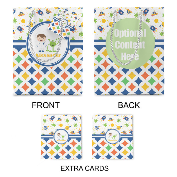 Boy's Space & Geometric Print Medium Gift Bag - Approval