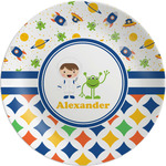 Boy's Space & Geometric Print Melamine Plate (Personalized)