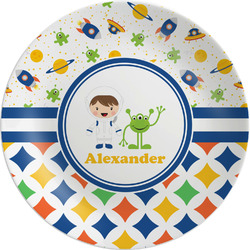 Boy's Space & Geometric Print Melamine Salad Plate - 8" (Personalized)