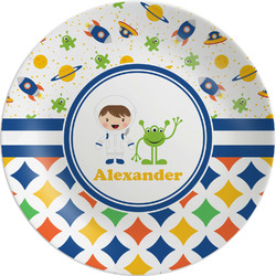Boy's Space & Geometric Print Melamine Plate (Personalized)