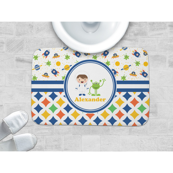 Boy's Space & Geometric Print Memory Foam Bath Mat - LIFESTYLE 34x21
