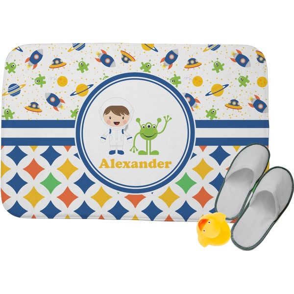 Custom Boy's Space & Geometric Print Memory Foam Bath Mat (Personalized)
