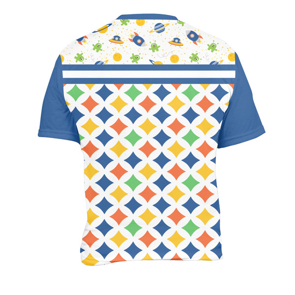 Boy's Space & Geometric Print Men's Crew Neck T Shirt Medium - Back