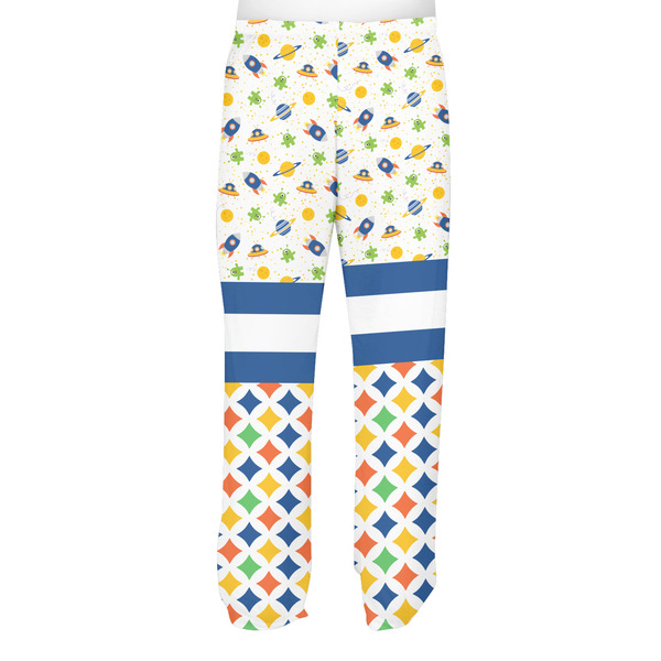 Boy's Space & Geometric Print Men's Pjs Back - on model