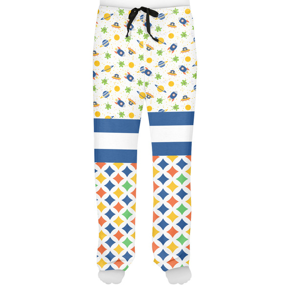Boy's Space & Geometric Print Men's Pjs Front - on model