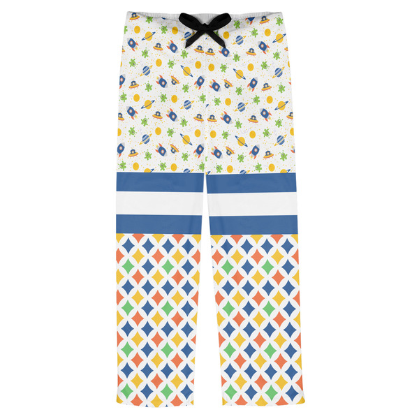 Custom Boy's Space & Geometric Print Mens Pajama Pants - XS