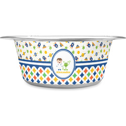 Boy's Space & Geometric Print Stainless Steel Dog Bowl (Personalized)