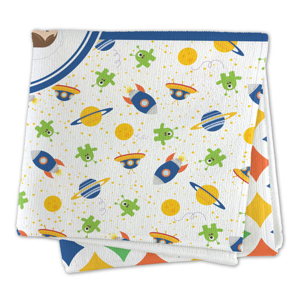 Boy's Space & Geometric Print Microfiber Dish Rag - FOLDED (square)