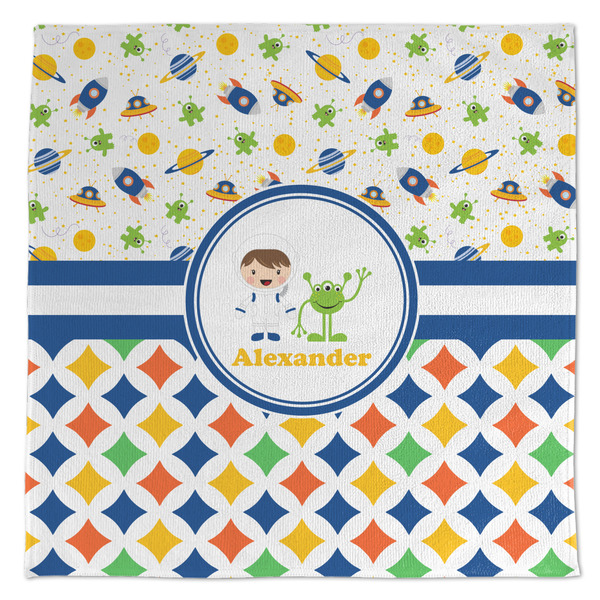 Custom Boy's Space & Geometric Print Microfiber Dish Towel (Personalized)