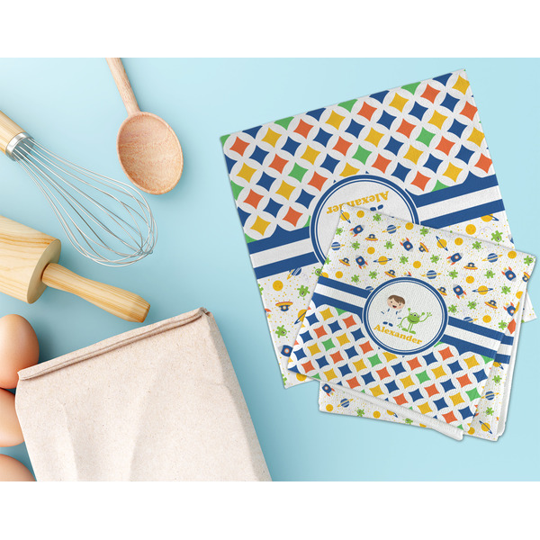 Boy's Space & Geometric Print Microfiber Dish Rag - LIFESTYLE