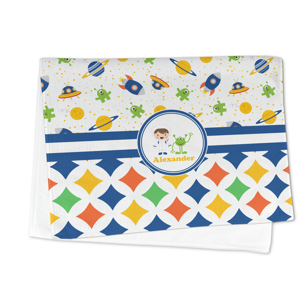 Boy's Space & Geometric Print Microfiber Dish Towel - FOLDED HALF