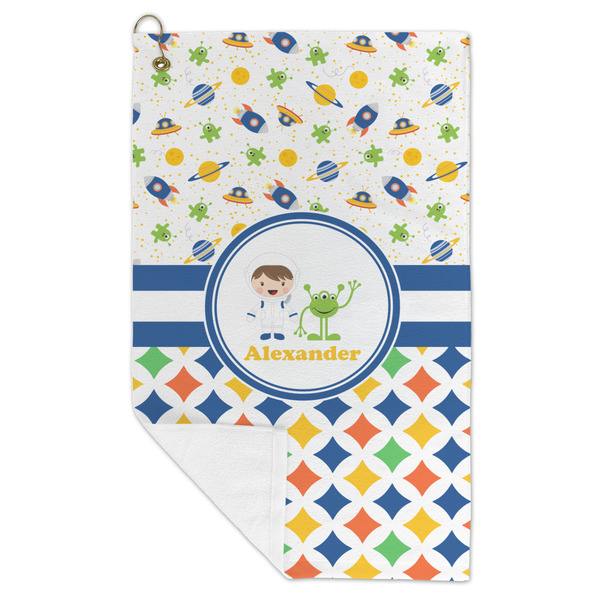 Boy's Space & Geometric Print Microfiber Golf Towels - FOLD