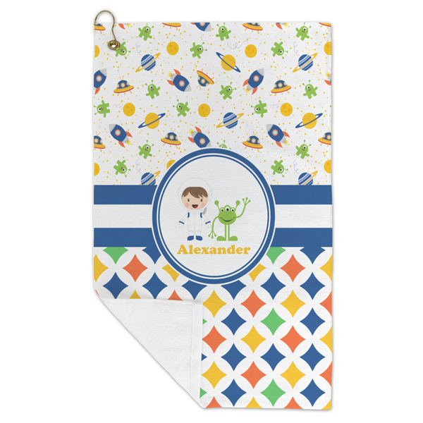 Boy's Space & Geometric Print Microfiber Golf Towels - FOLD