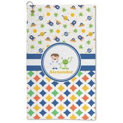 Boy's Space & Geometric Print Microfiber Golf Towel (Personalized)