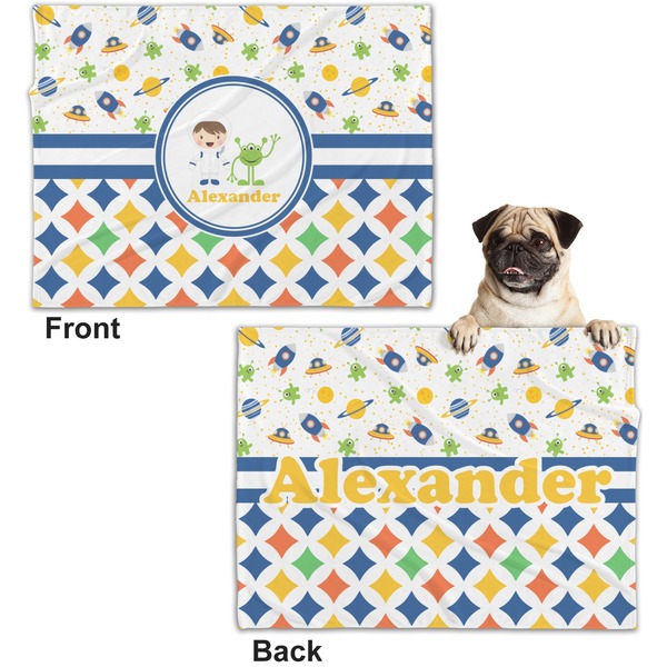 Boy's Space & Geometric Print Microfleece Dog Blanket - Regular - Front & Back