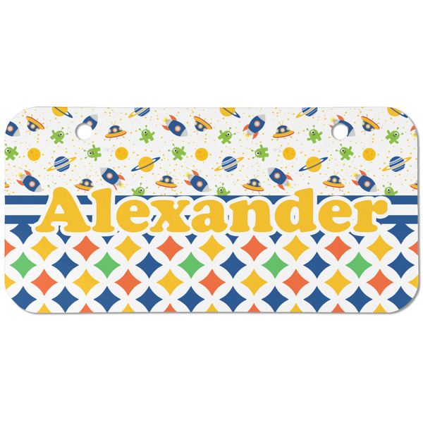 Boy's Space & Geometric Print Mini Bicycle License Plate - Two Holes