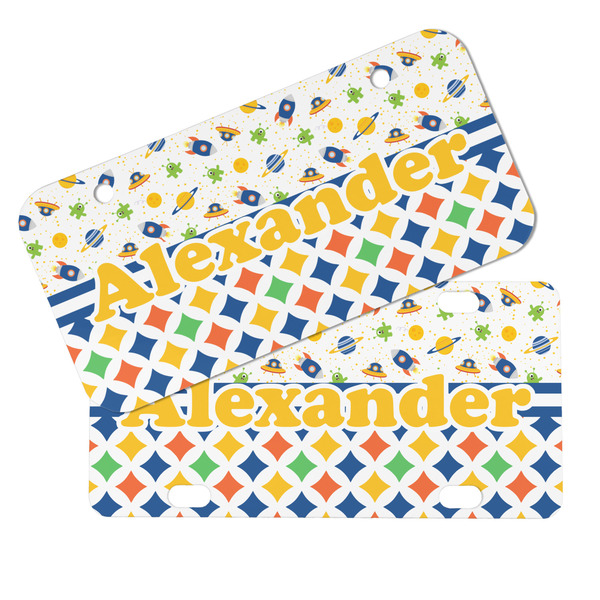 Boy's Space & Geometric Print Mini License Plates - MAIN (4 and 2 Holes)