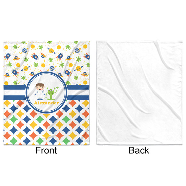 Boy's Space & Geometric Print Minky Blanket - 50"x60" - Single Sided - Front & Back