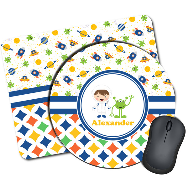 Custom Boy's Space & Geometric Print Mouse Pad (Personalized)