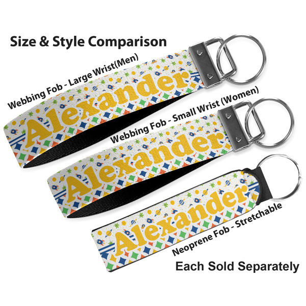 Boy's Space & Geometric Print Multiple Key Ring comparison sizes