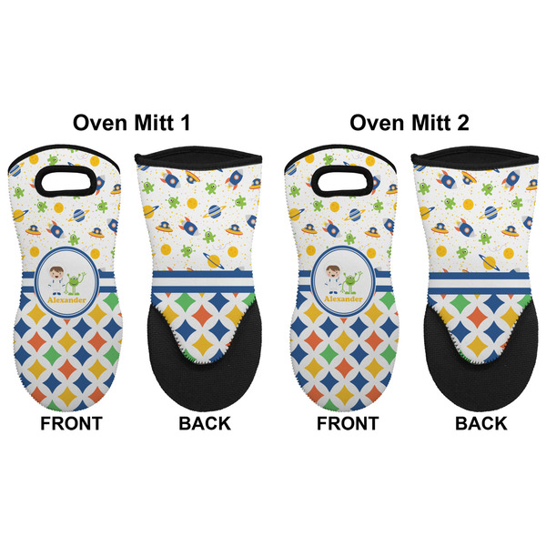 Boy's Space & Geometric Print Neoprene Oven Mitt - Set of 2 - Approval