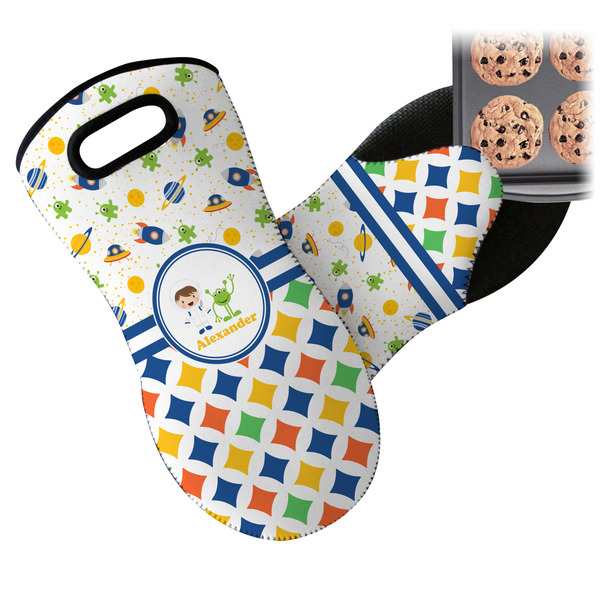 Boy's Space & Geometric Print Neoprene Oven Mitt