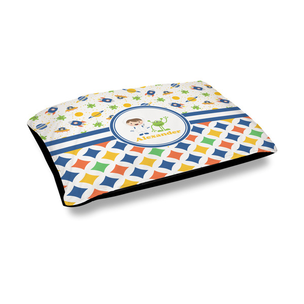 Custom Boy's Space & Geometric Print Outdoor Dog Bed - Medium (Personalized)