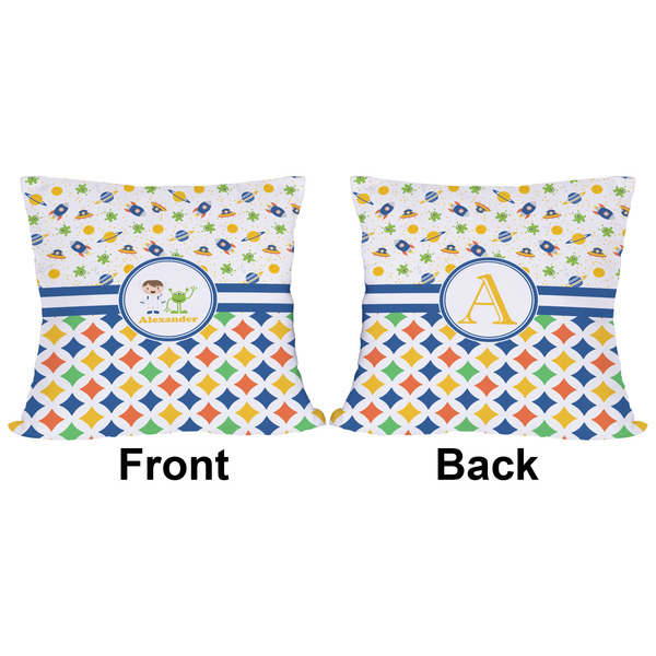 Boy's Space & Geometric Print Outdoor Pillow - 16x16