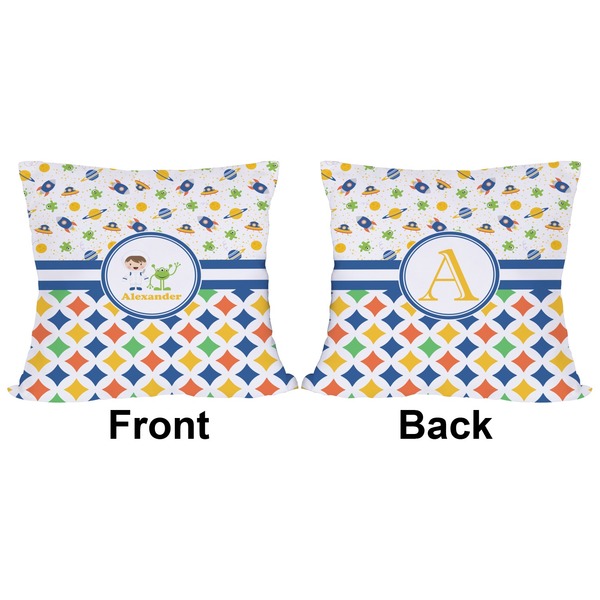 Boy's Space & Geometric Print Outdoor Pillow - 18x18