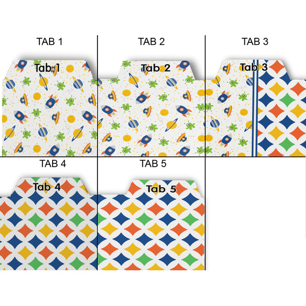 Boy's Space & Geometric Print Page Dividers - Set of 5 - Approval