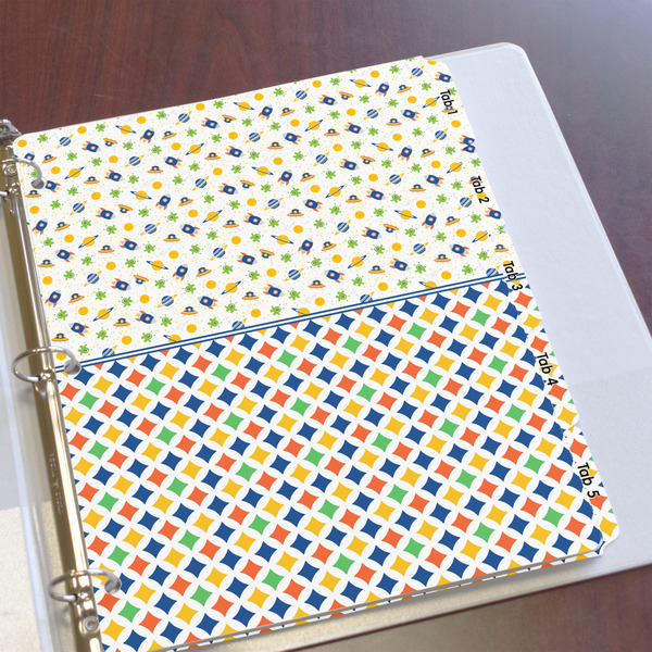 Boy's Space & Geometric Print Page Dividers - Set of 5 - In Context