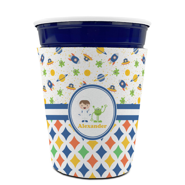 Boy's Space & Geometric Print Party Cup Sleeves - without bottom - FRONT (on cup)